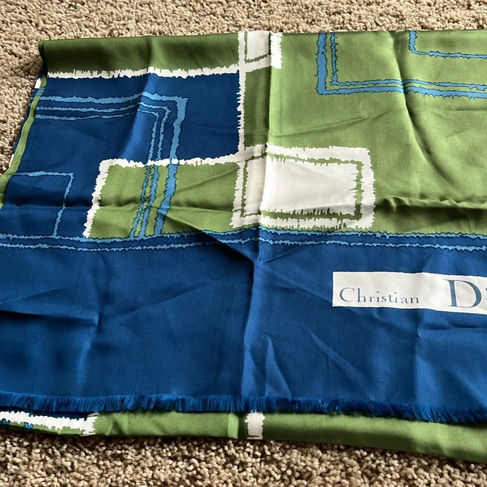 Dior Blue and Green Designer Scarf